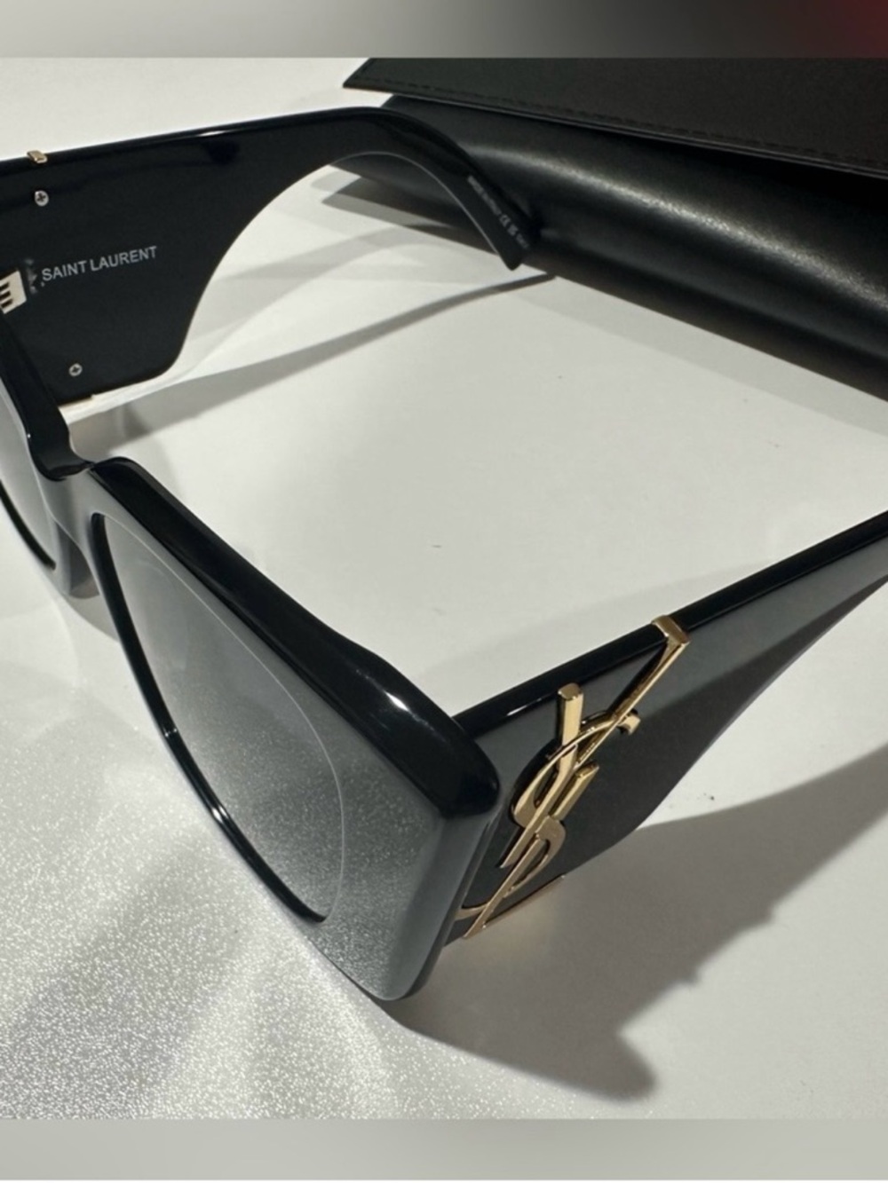 Saint Laurent Black Sunglasses with Gold YSL Accent